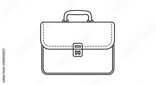 Simple Black and White Outline of a Briefcase.