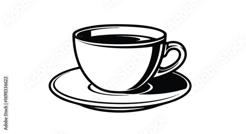 Elegant minimalist coffee cup illustration for branding, cafe menus or professional website design projects
