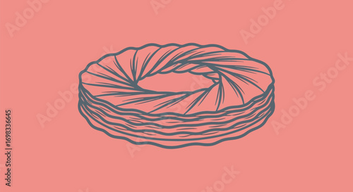 Hand drawn illustration of a stacked twisted pastry.
