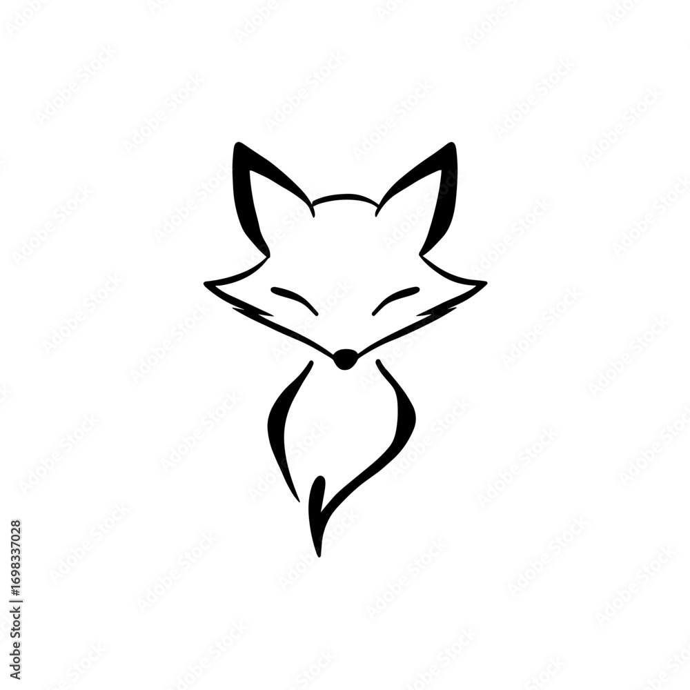 Fototapeta premium Gray Fox. Gray Fox simple black and white line art vector logo