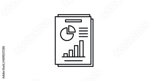 Stack of Documents Featuring Pie Chart and Bar Graph Analysis.