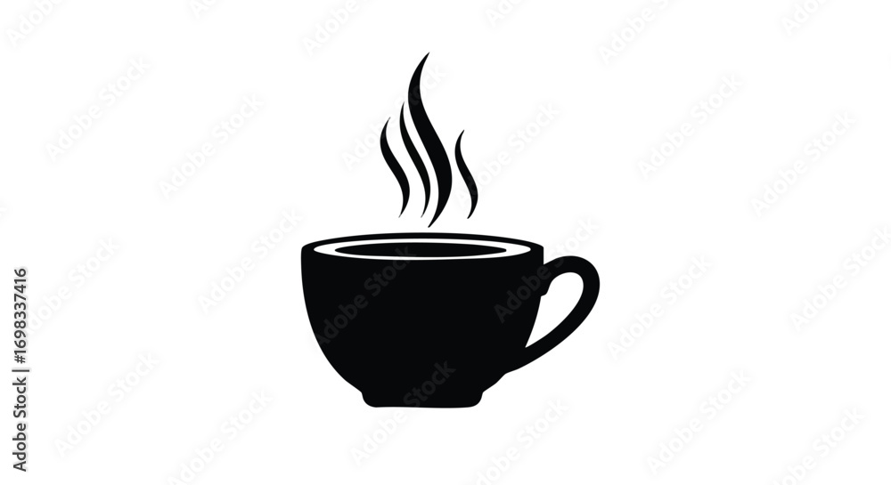 Obraz premium Enjoy a warm cup of coffee or tea with this simple yet elegant black and white design element for your project