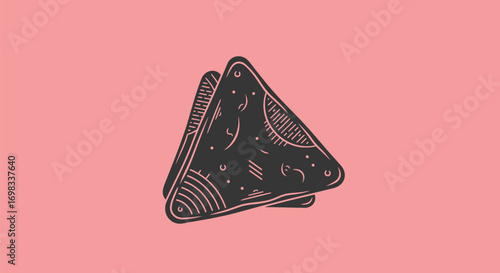 Two ornate triangular objects with mystical patterns.