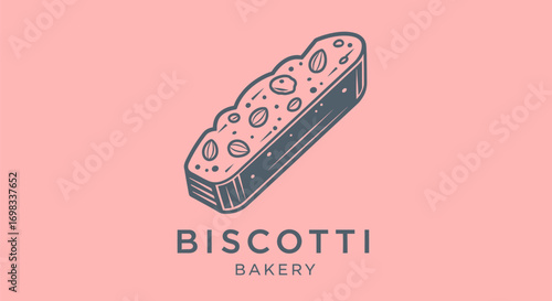 Hand Drawn Biscotti Cookie with Nuts for Bakery Logo.