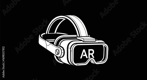 White line art illustration of an augmented reality AR headset.