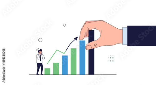 Illustrating the concept of business growth and market expansion driven by strategic decision making and financial management