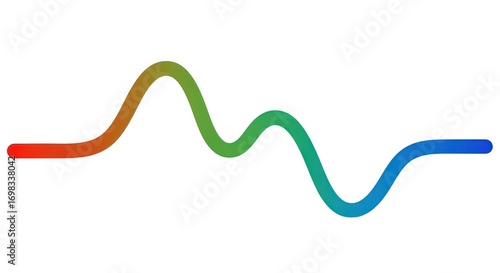 Colorful Wavy Line on White Background, Gradient from Red to Blue, Abstract Design