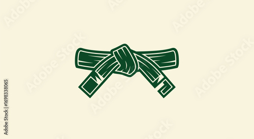 Green martial arts belt icon for combat sports training.