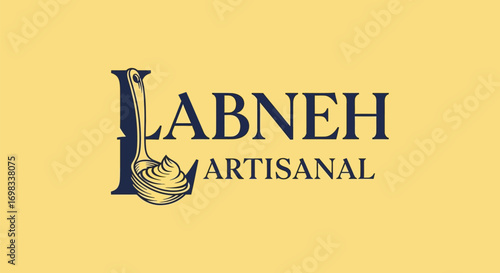 Elegant logo design for Labneh Artisanal brand with a stylized spoon.