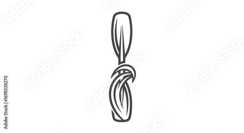 Minimalist Line Art of a Paddle and Rope Knot.