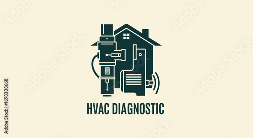 HVAC Diagnostic Logo with House Silhouette and System Components.