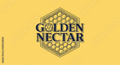 Golden Nectar Honey Brand Logo with Honeycomb Design.