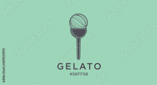 Minimalist Gelato Cone Logo Illustration Design.