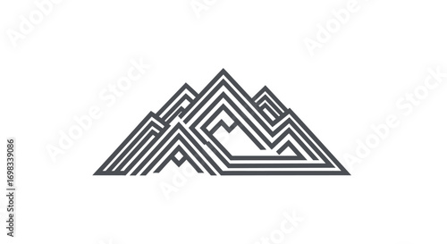 Geometric mountain range line art logo design icon.