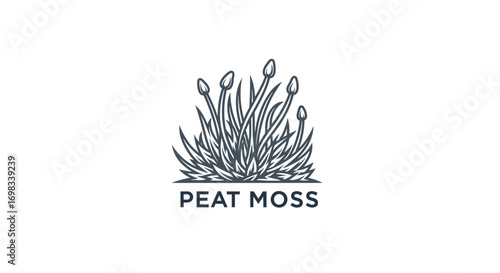 Vintage hand drawn peat moss logo illustration icon.