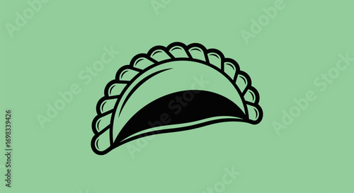 Hand drawn style empanada food icon for logo design.