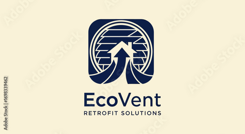 EcoVent Retrofit Solutions logo with a house and upward airflow arrow inside a circular vent icon.