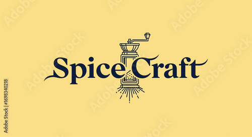 Vintage Spice Craft logo design with an ornate pepper mill.