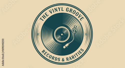 Vintage Vinyl Groove Records and Rarities Logo Design.