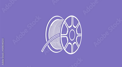 Simple line art icon of a spool of wire or filament.