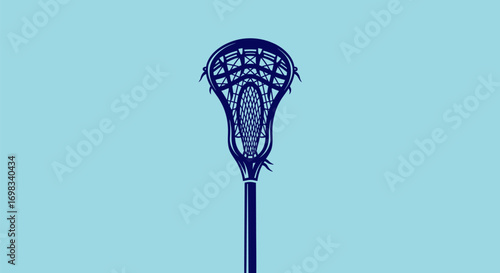 Detailed Blue Lacrosse Stick Graphic Illustration.