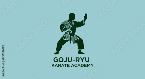 Goju-Ryu Karate Academy logo with martial artist silhouette.