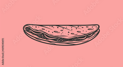 Delicious Hand Drawn Quesadilla Illustration.