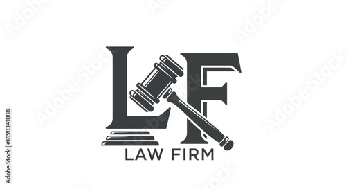 Law Firm LF Monogram Logo with Judge Gavel Symbol.
