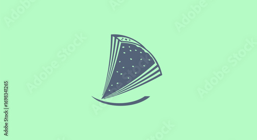 Abstract sailboat logo with a starry night sail design.