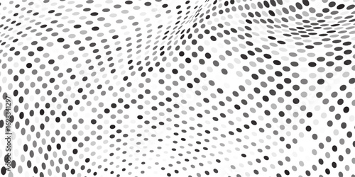 Modern mesh halftone gradient texture. Vanishing polka dot background design abstract simple