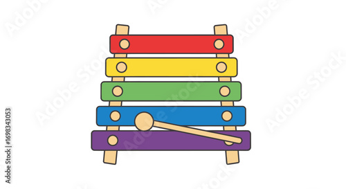 Colorful Wooden Xylophone Toy with Mallet.