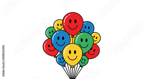 Colorful Smiley Face Balloons Bunch.