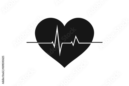 Heart and heartbeat symbol with cardiogram line illustration