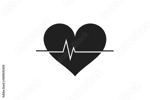 Heart and heartbeat symbol vector illustration showing pulse and cardiology design