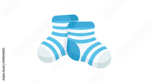 Pair of Blue and White Striped Baby Socks.