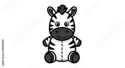 Adorable Cartoon Baby Zebra Illustration.