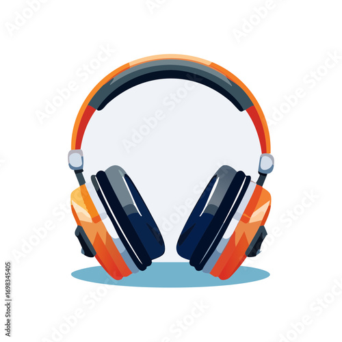 Orange And Black Wireless Headphones On Light Blue Surface