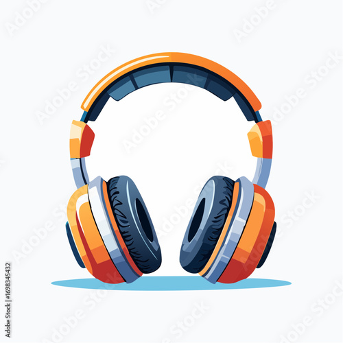 Orange And Gray Wireless Headphones On White Background