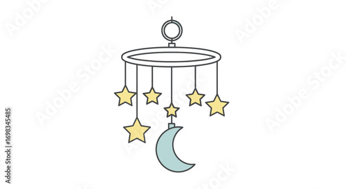 Baby Mobile with Stars and Crescent Moon.
