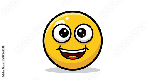 A Cheerful Yellow Smiley Face with Big Expressive Eyes and a Wide Grin.