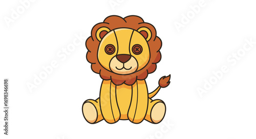 Cute Cartoon Lion Sitting Simple Design.