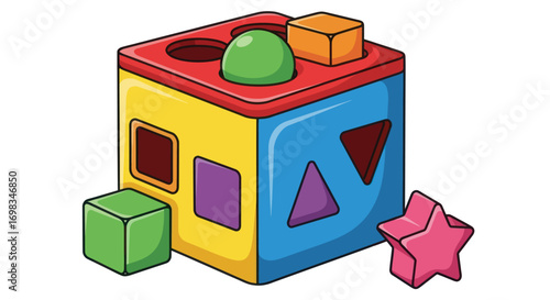 Colorful Shape Sorter Toy with Various Geometric Shapes for Childrens Learning and Play.