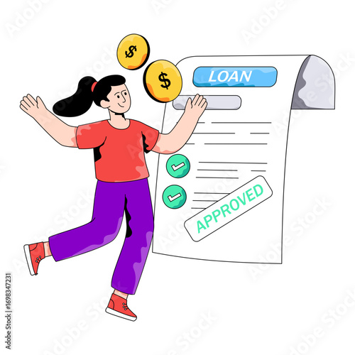 Creative design illustration of loan approved