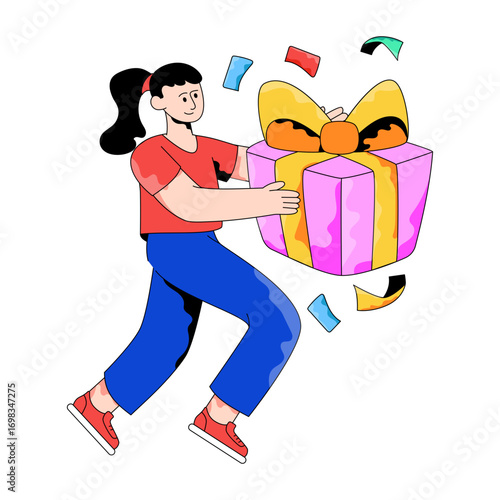 An illustration design of giving gift