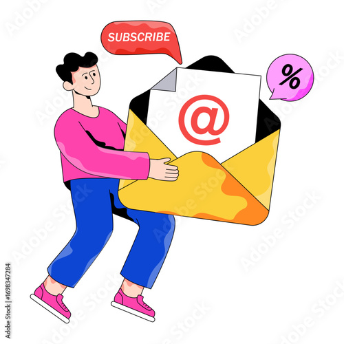 Editable design illustration of mail subscription