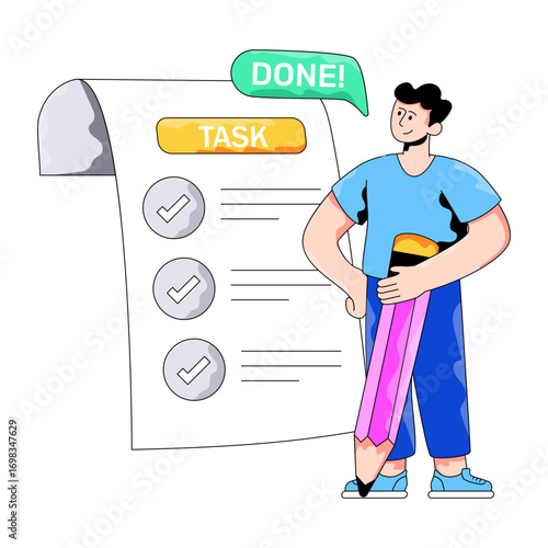 Premium download illustration of task completion