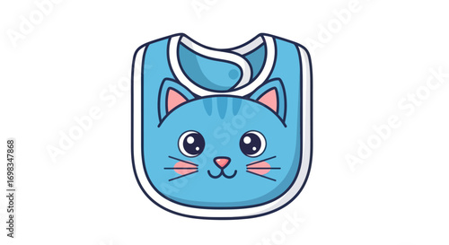 Cute Blue Baby Bib with Cat Face Design for Infants and Toddlers.