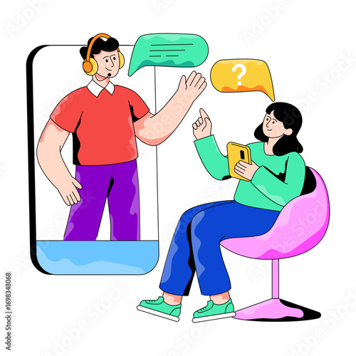 A colored design illustration of customer assistance