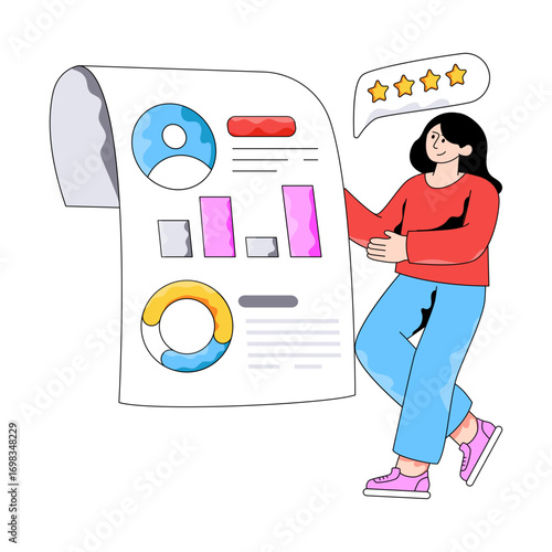 Employee perform illustration in flat design isolated on white background