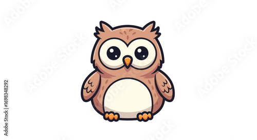 Adorable cartoon owl character with large expressive eyes and brown feathers.